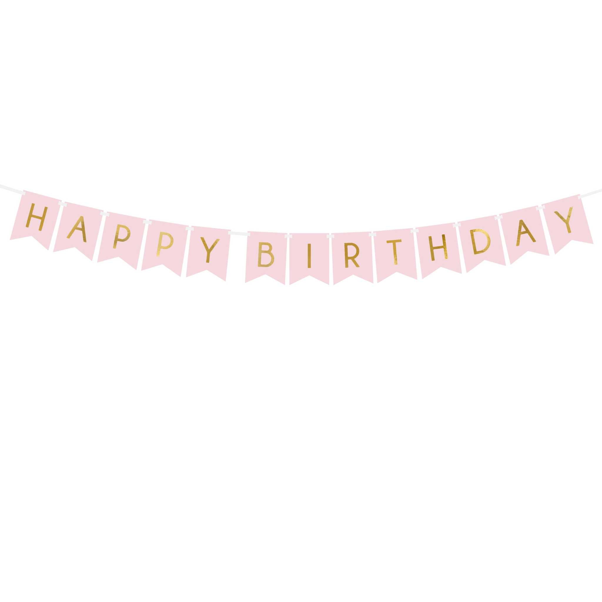 Girlande Wimpel "Happy Birthday" Rosa & Gold -hey-Party.de- Girlanden -#Variante_