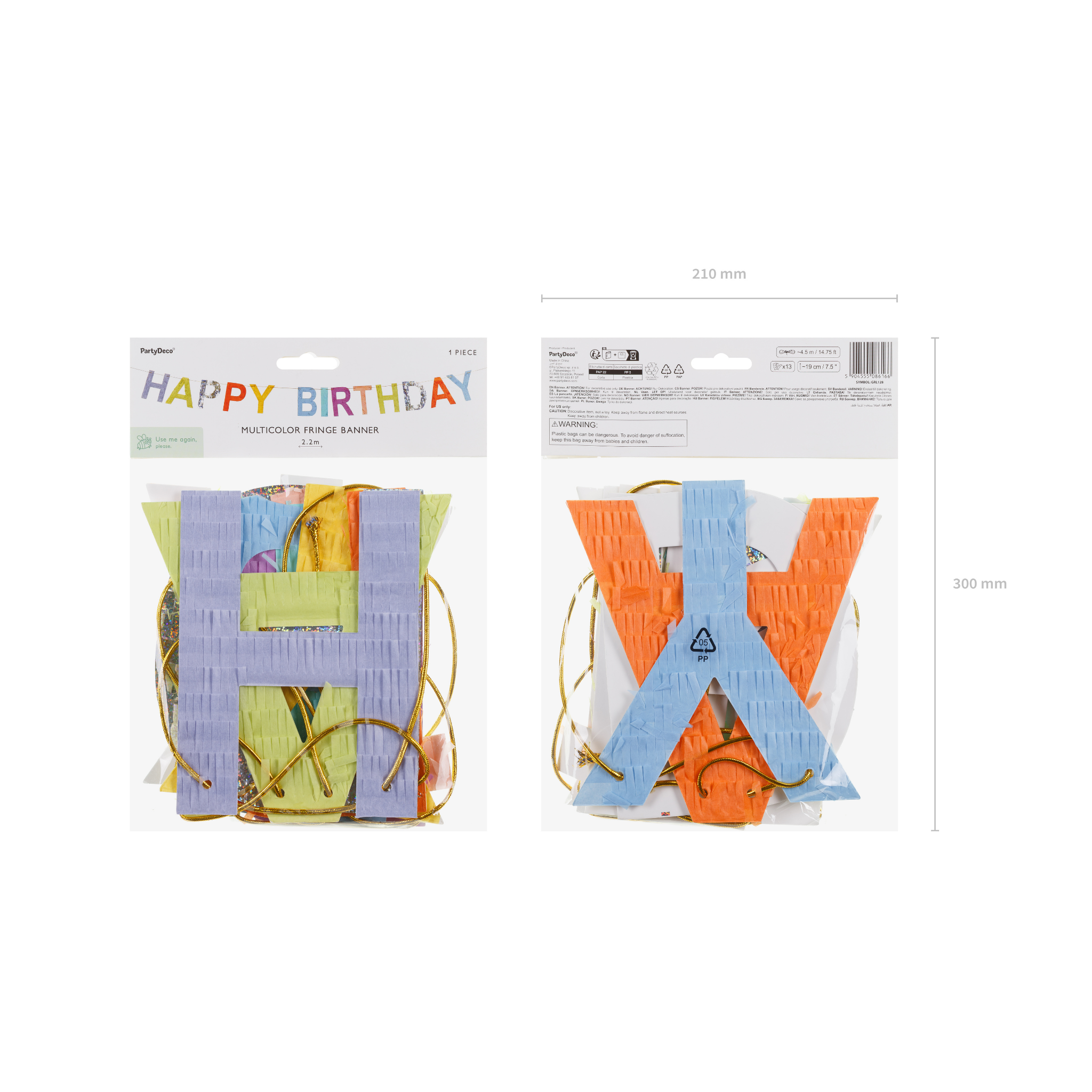 Girlande "Happy Birthday" Bunt & Glitzer -hey-Party.de- Girlanden -#Variante_
