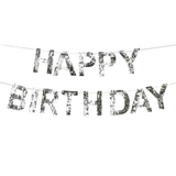 Girlande "Happy Birthday" Glitzer Silber -hey-Party.de- Girlanden -#Variante_