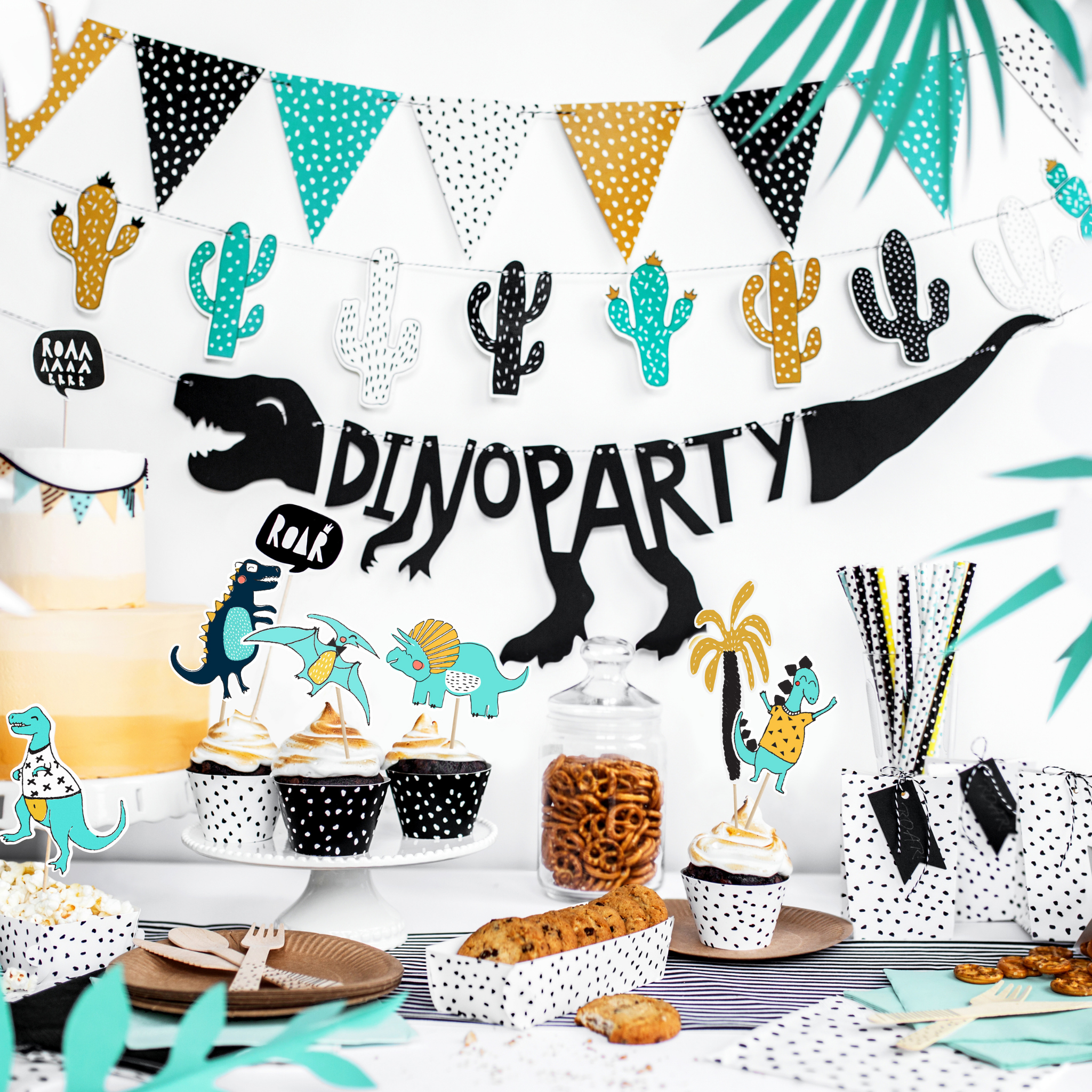 Girlande "Dino Party" -hey-Party.de- Girlanden -#Variante_