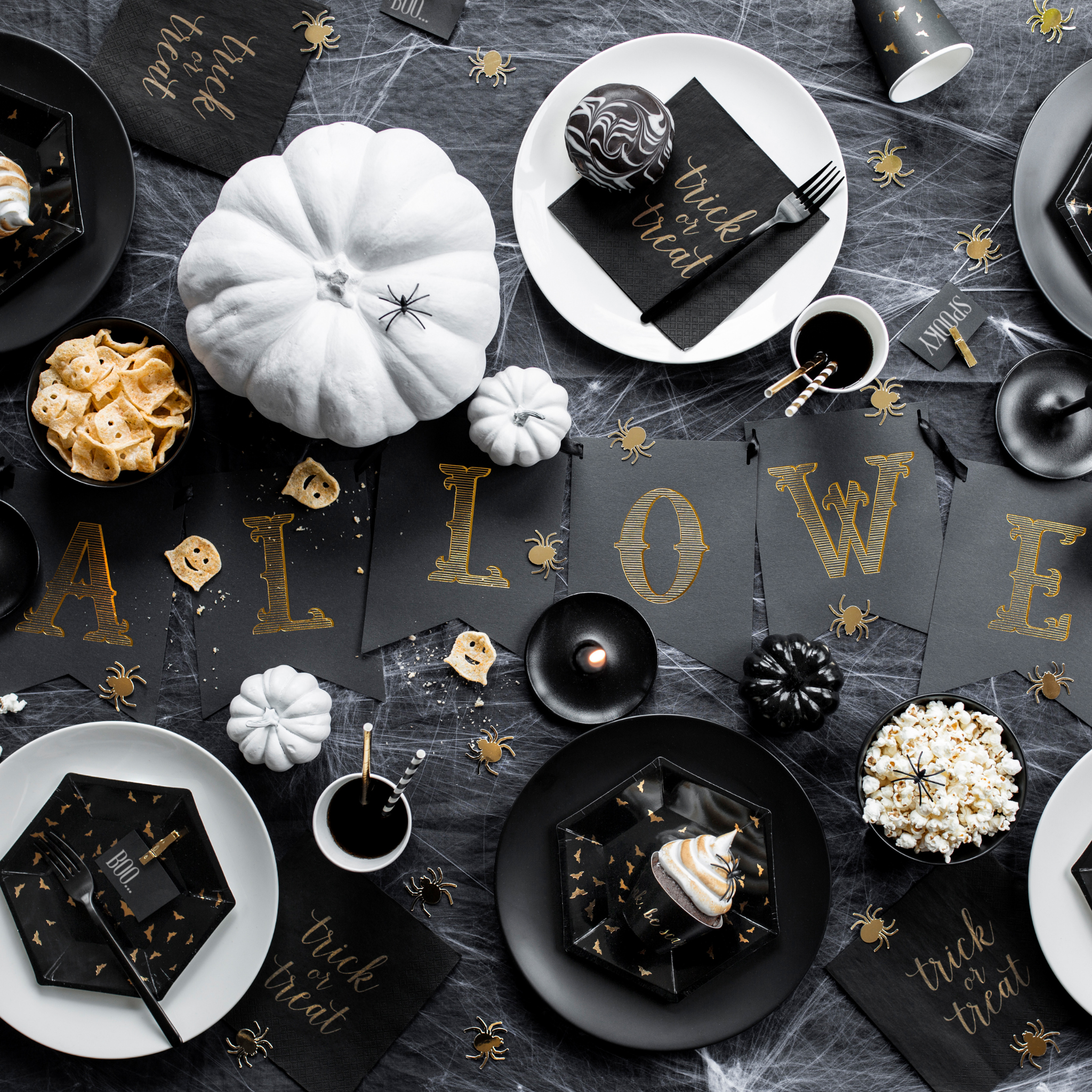 Girlande Halloween Schwarz & Gold -hey-Party.de- Girlanden -#Variante_