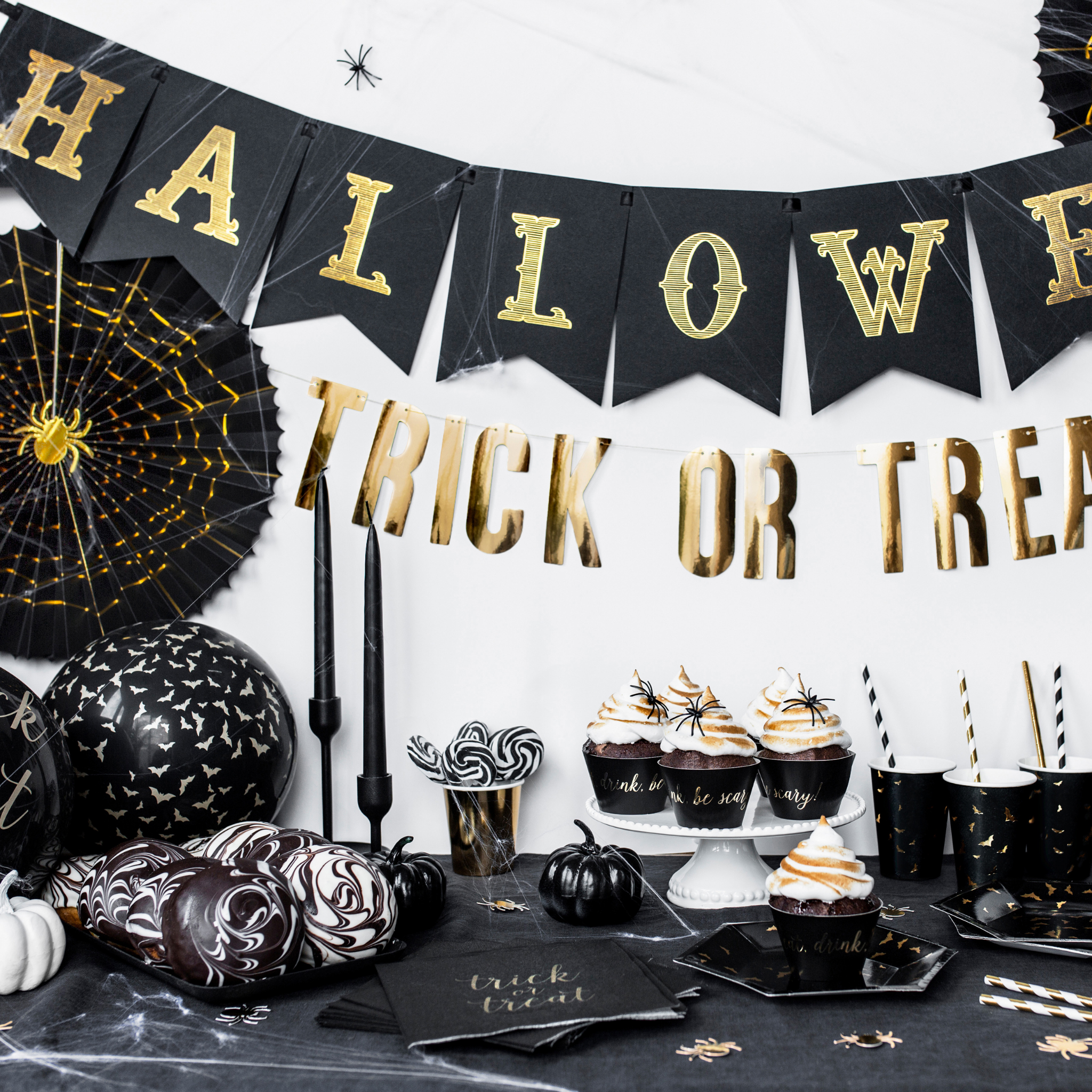 Girlande Halloween Schwarz & Gold -hey-Party.de- Girlanden -#Variante_