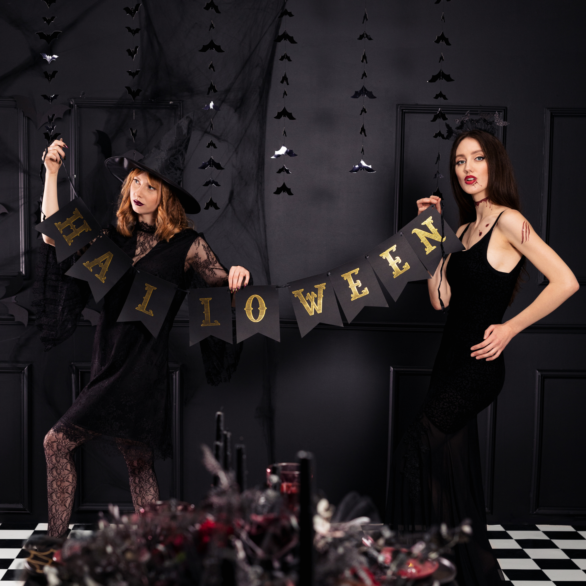 Girlande Halloween Schwarz & Gold -hey-Party.de- Girlanden -#Variante_