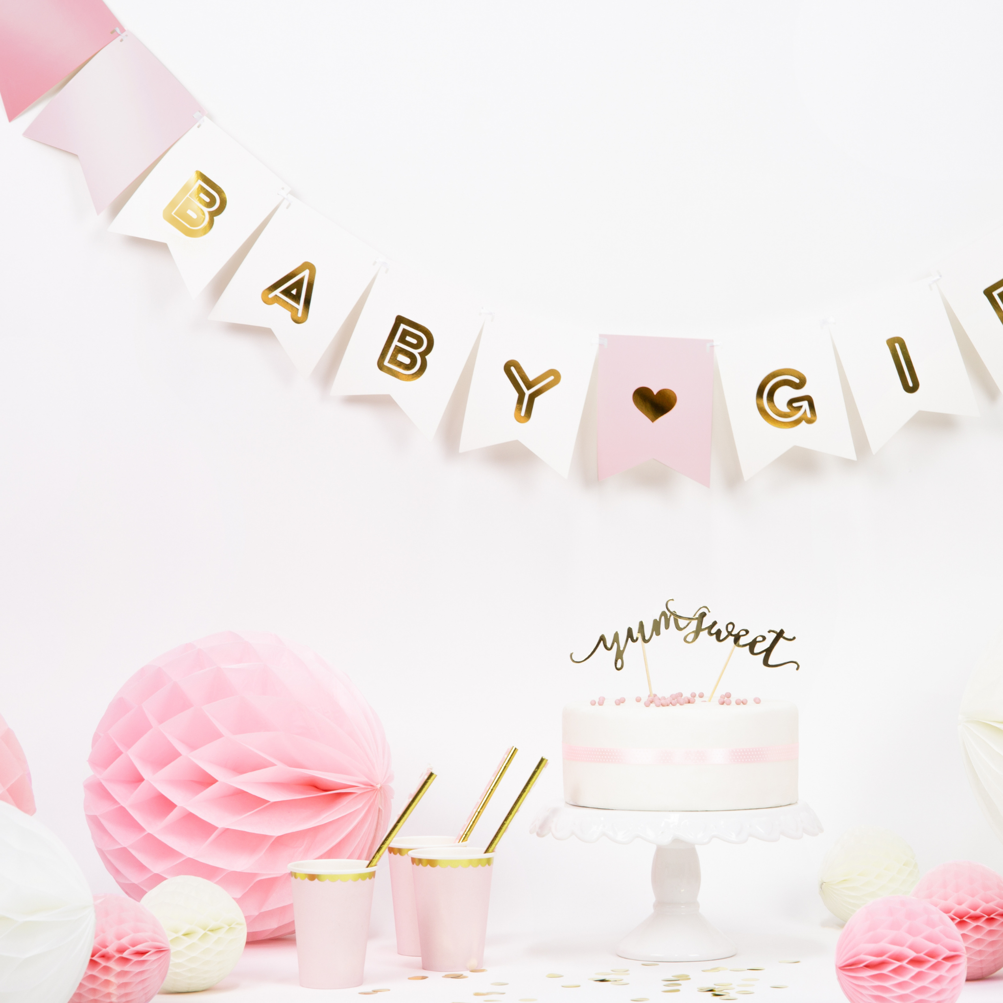 Girlande "Baby Girl" Rosa -hey-Party.de- Girlanden -#Variante_