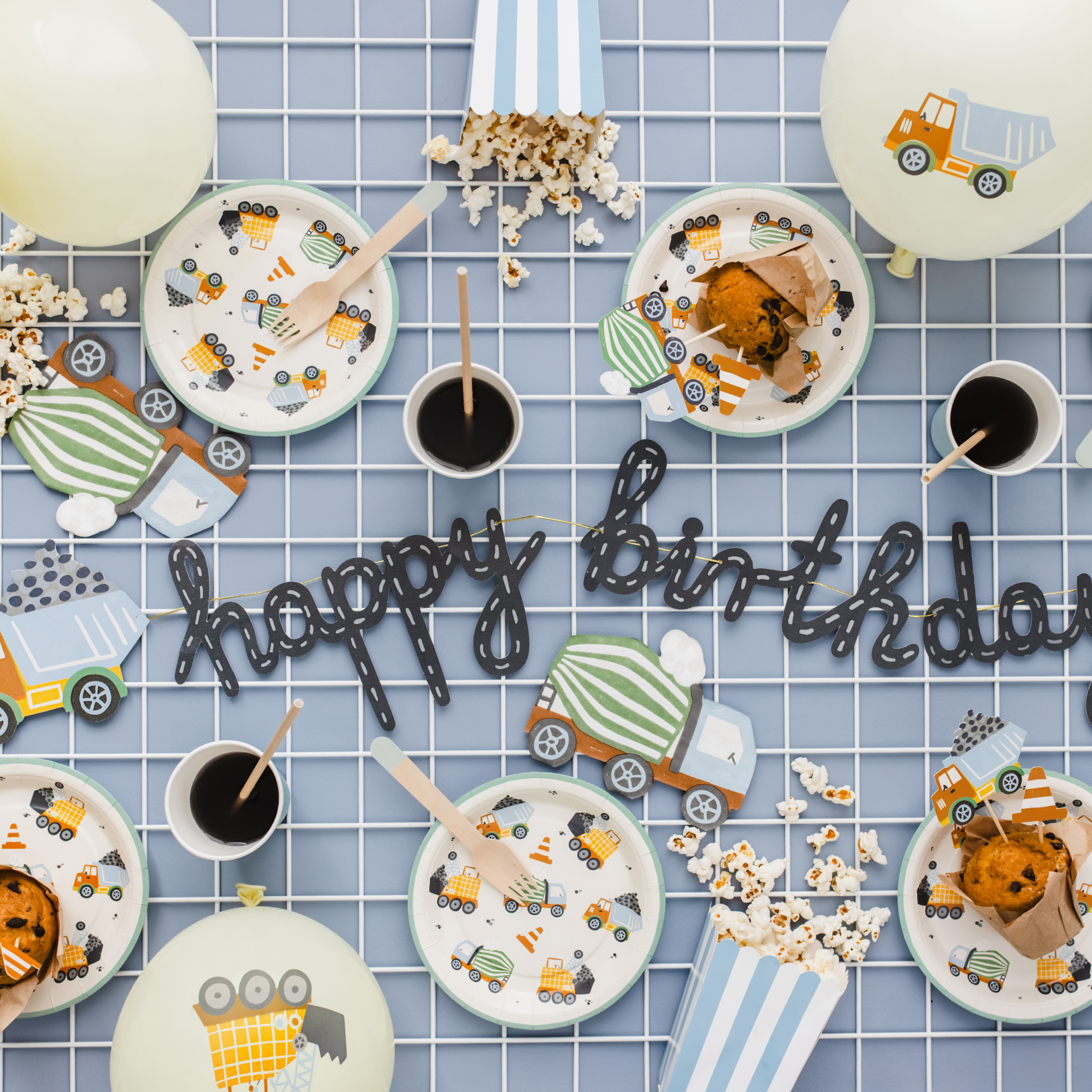 Girlande "Happy Birthday" Baustelle -hey-Party.de- Girlanden -#Variante_