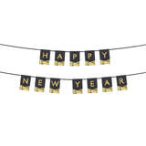 Girlande "Happy New Year" Schwarz & Gold -hey-Party.de- Girlanden -#Variante_