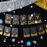 Girlande "Happy New Year" Schwarz & Gold -hey-Party.de- Girlanden -#Variante_