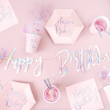 Girlande "Happy Birthday" Irisierend -hey-Party.de- Girlanden -#Variante_