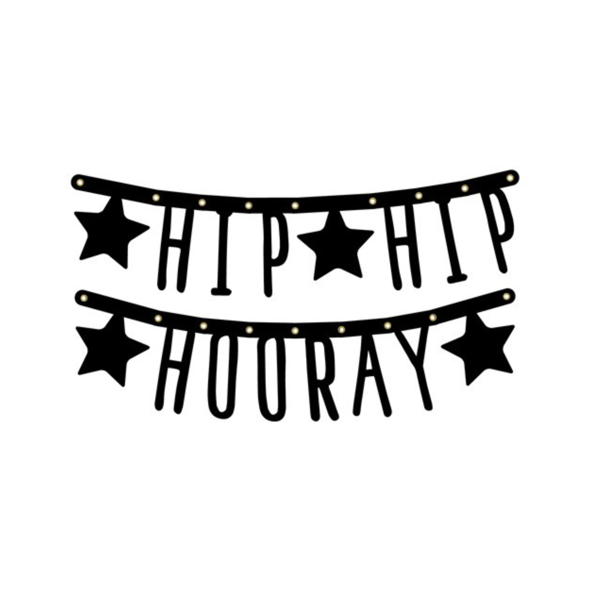 Girlande "Hip Hip Hooray" Schwarz -hey-Party.de- Girlanden -#Variante_