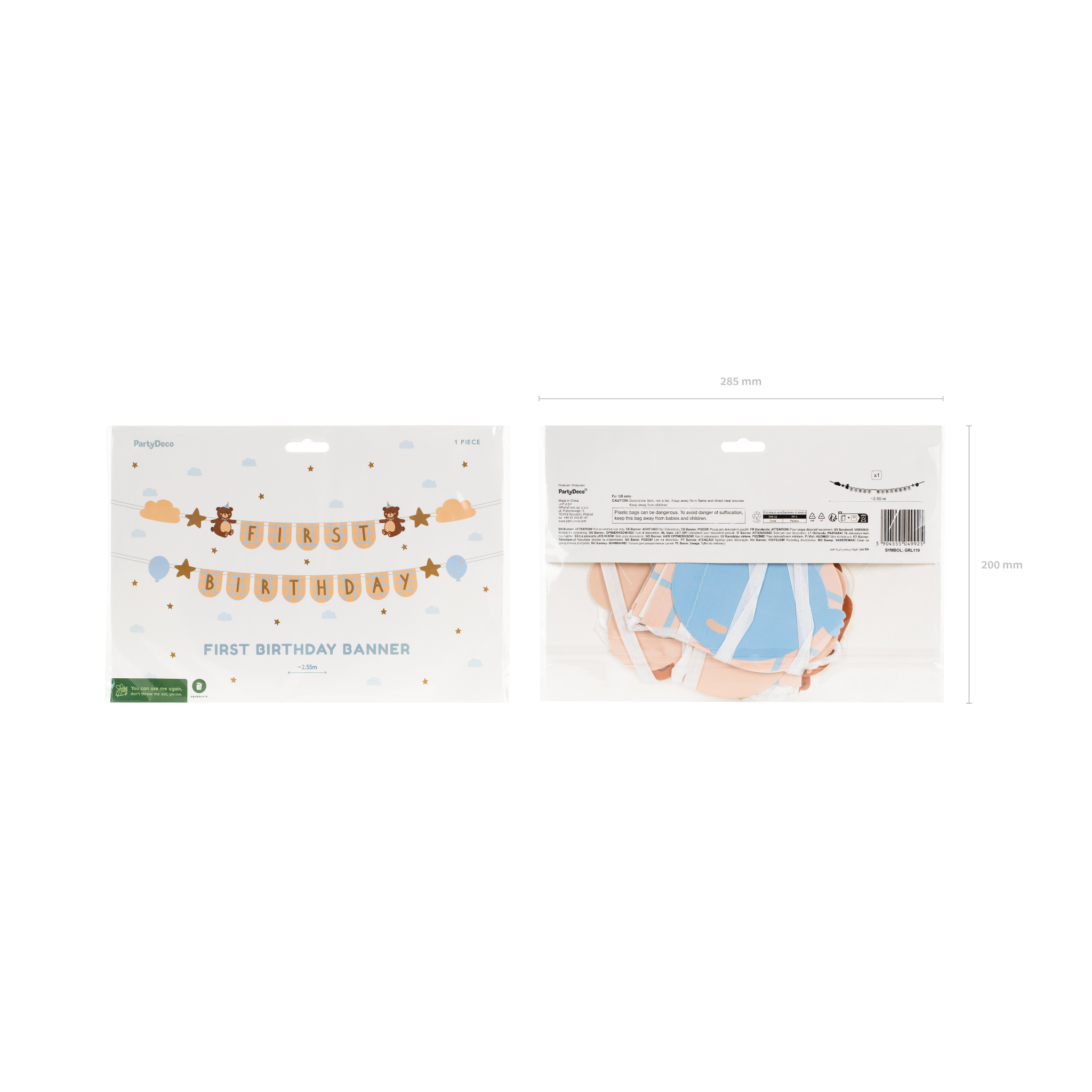 Girlande "First Birthday" Bären -hey-Party.de- Girlanden -#Variante_