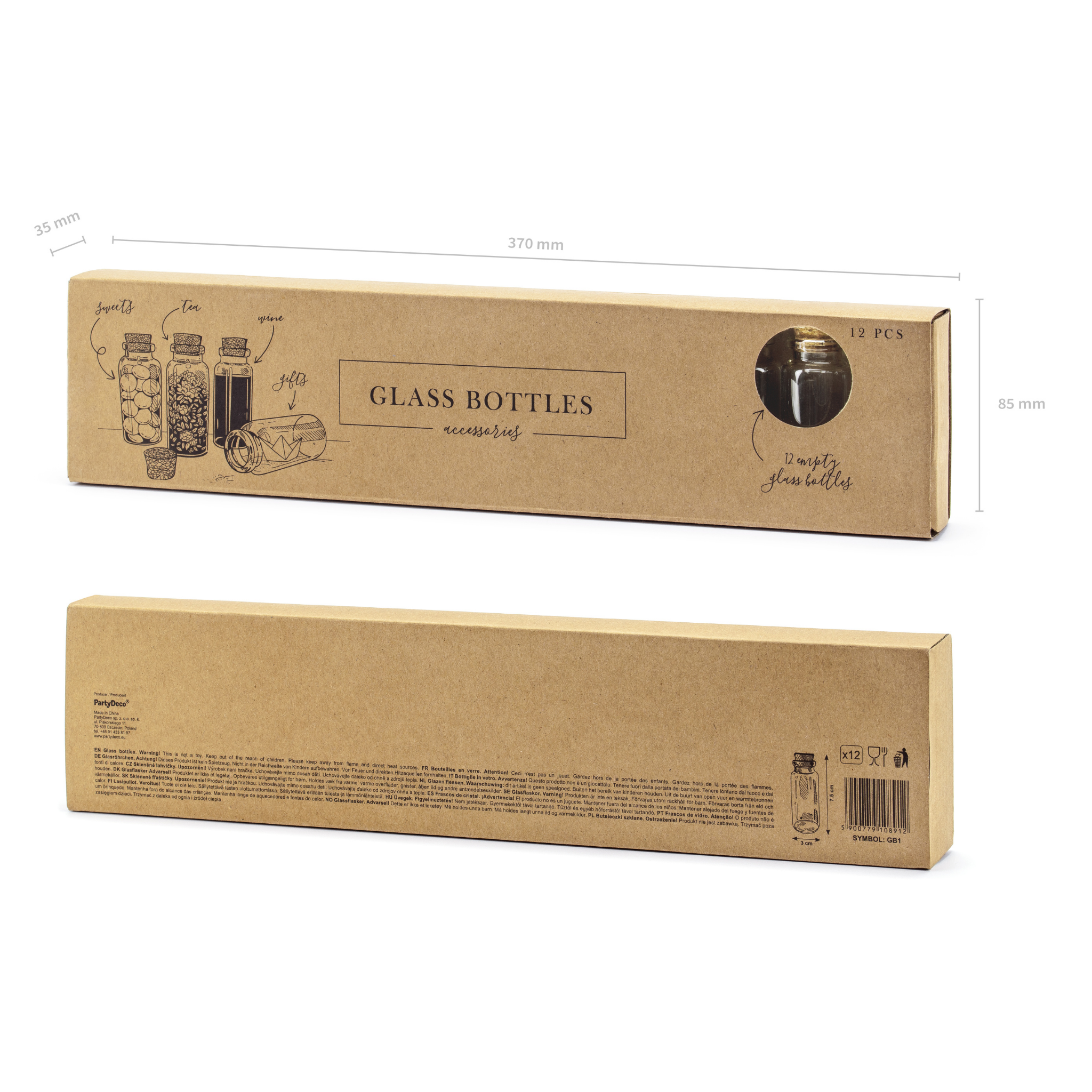 Glasfläschchen mit Korken -hey-Party.de- Schachteln -#Variante_