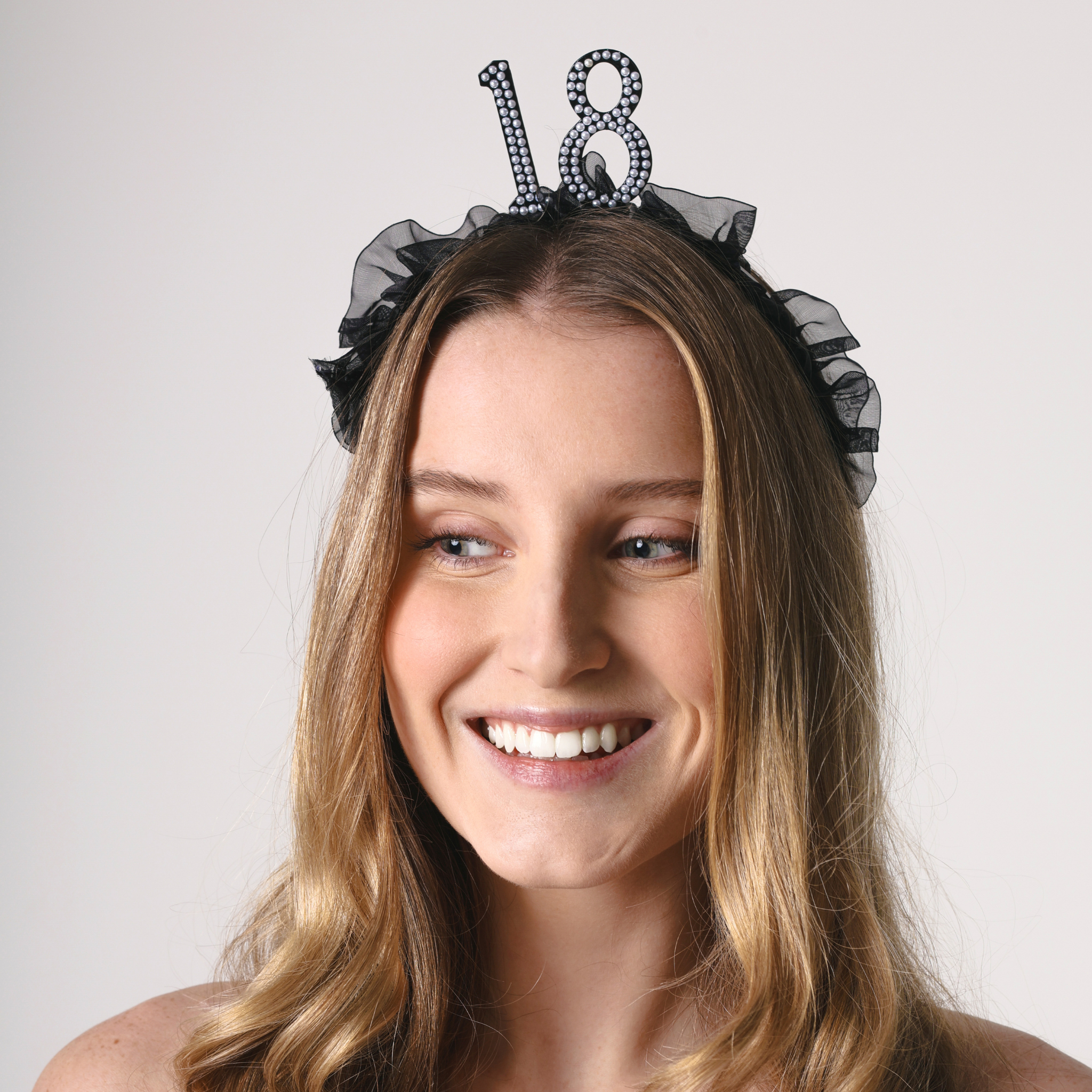 Haarreif "18" Rüschen Schwarz -hey-Party.de- Partyhütchen -#Variante_