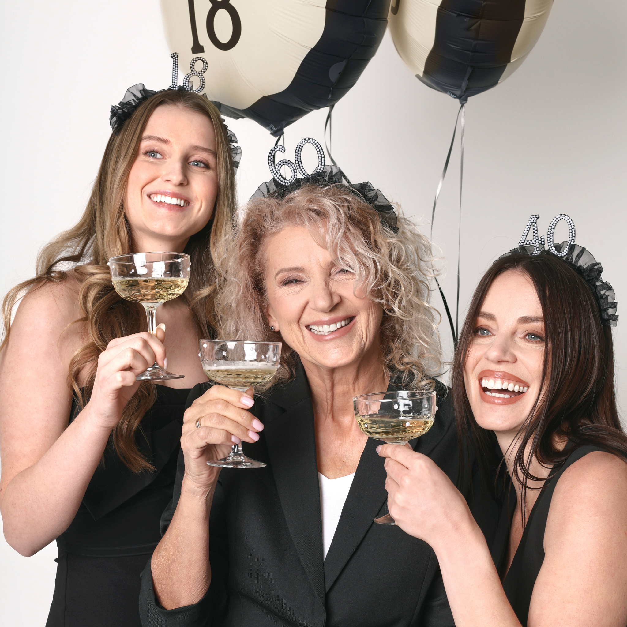 Haarreif "40" Rüschen Schwarz -hey-Party.de- Partyhütchen -#Variante_