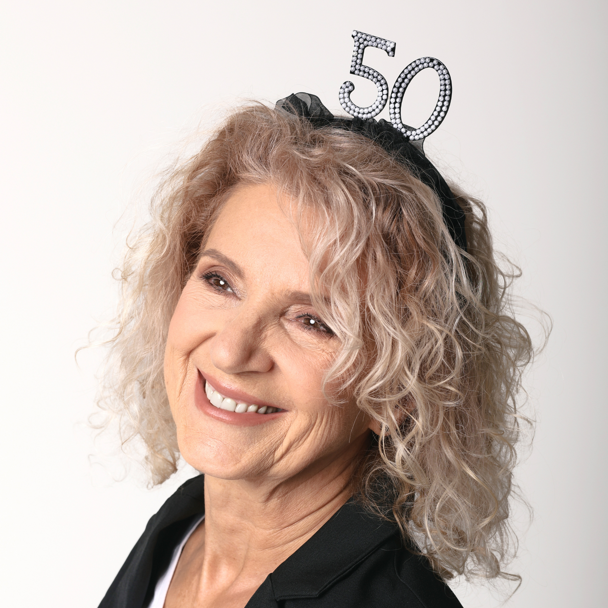 Haarreif "50" Rüschen Schwarz -hey-Party.de- Partyhütchen -#Variante_