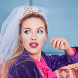 Haarreif mit Schleier "Bride" Weiß -hey-Party.de- Partyhütchen -#Variante_