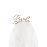 Haarreif mit Schleier "Bride" Weiß -hey-Party.de- Partyhütchen -#Variante_