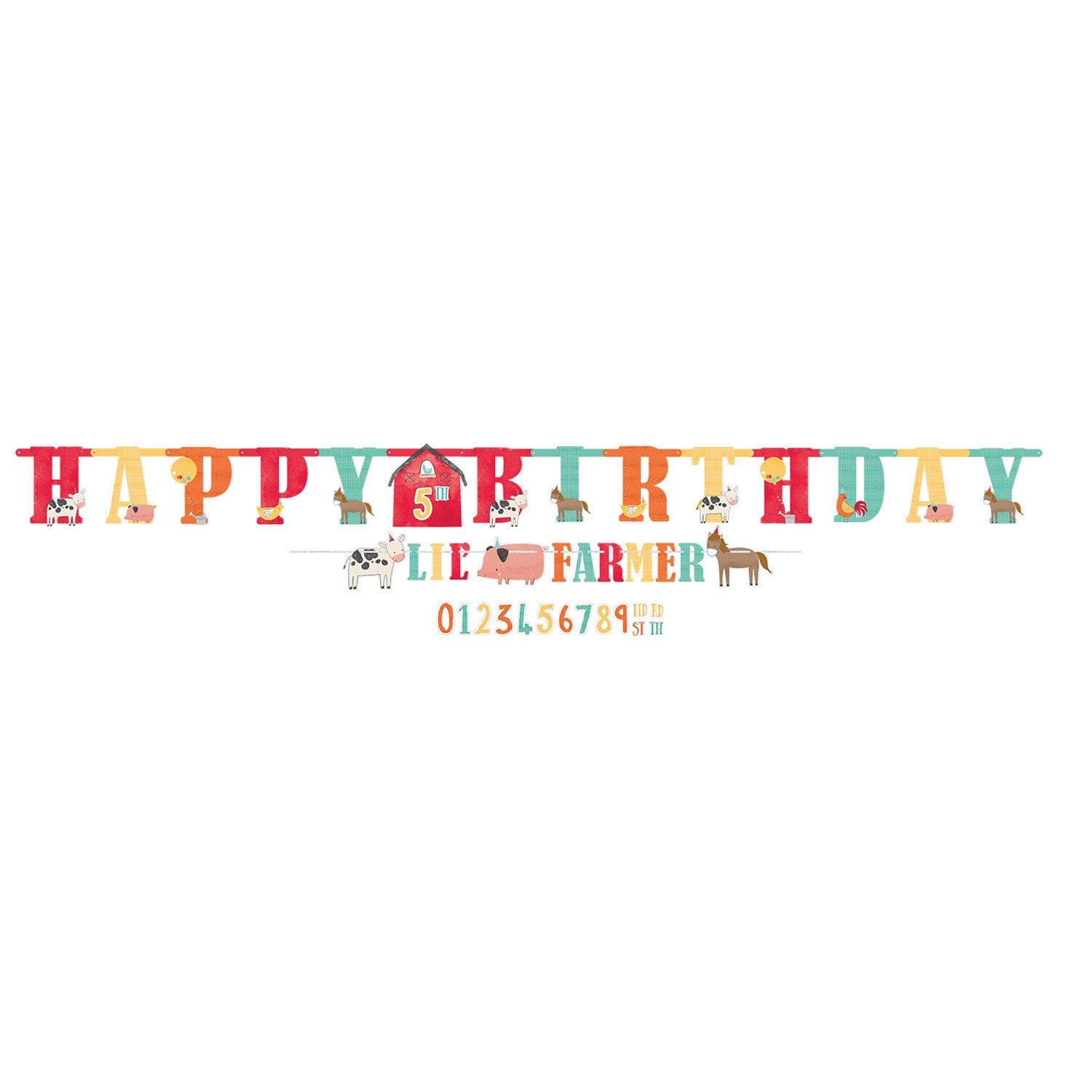 Girlande "Happy Birthday" Bauernhof -hey-Party.de- Girlanden -#Variante_