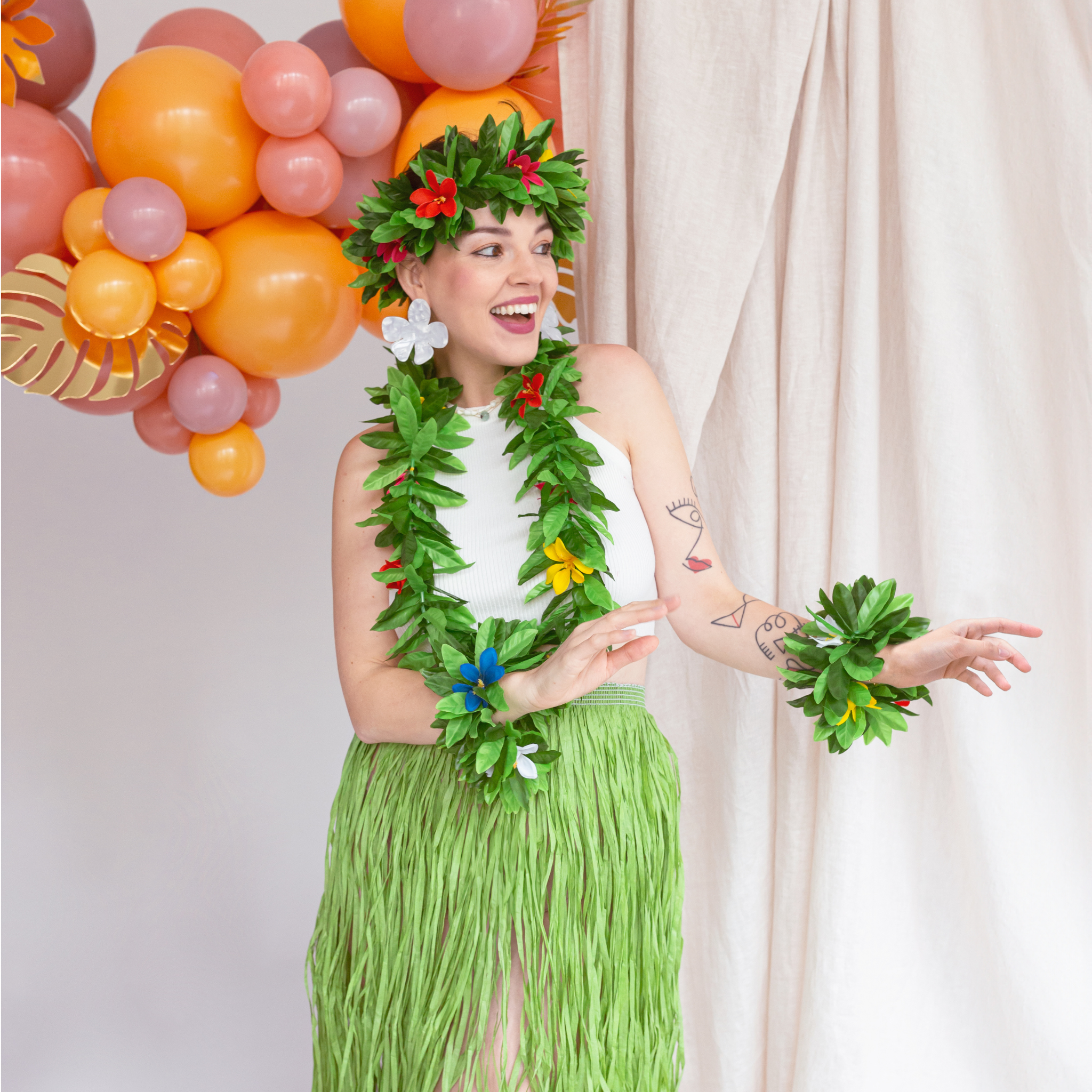 Hawaii-Set Blumen und Blätter