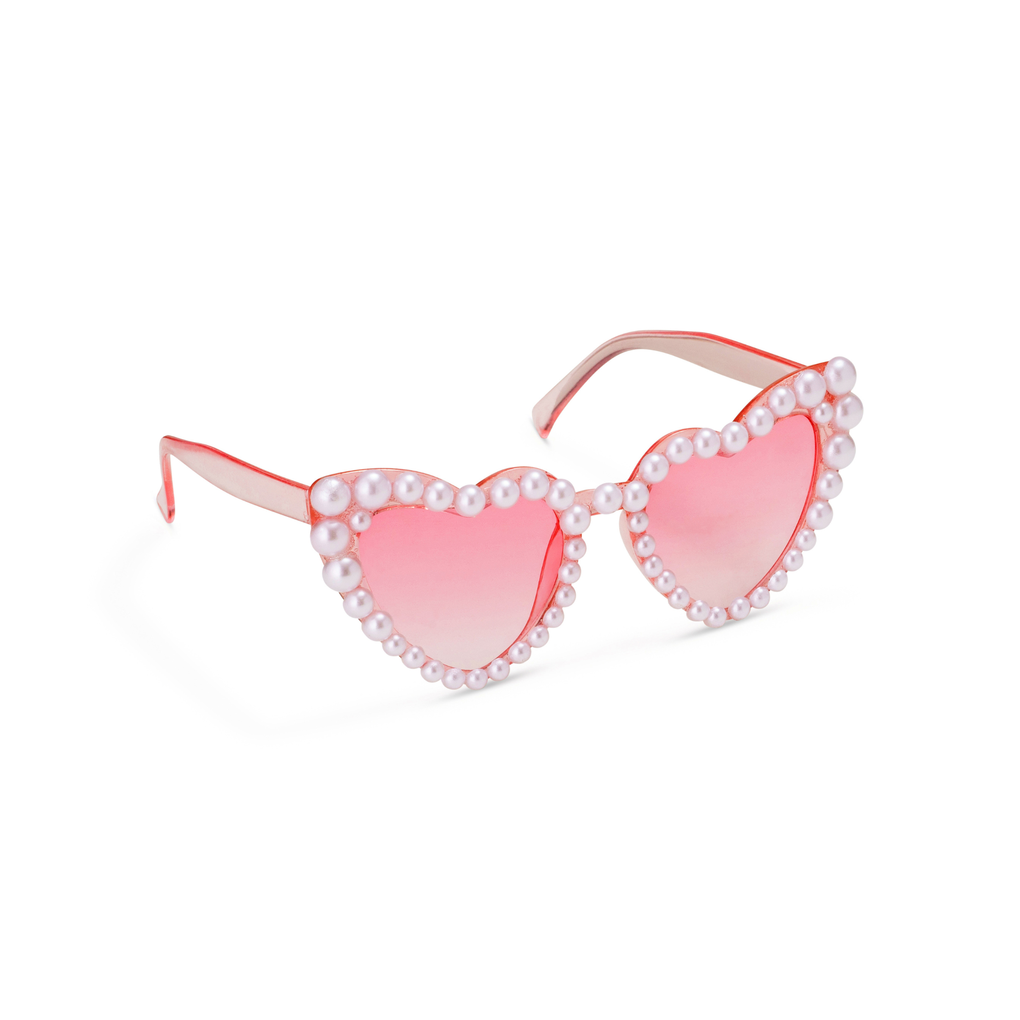 Herz- Brille mit Perlen Rosa -hey-Party.de- Brillen -#Variante_