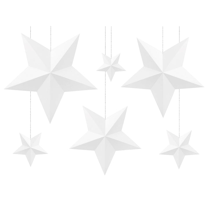 Hängedeko Sterne, 11,5-37 cm, Weiß, 6er Set Hängedekoration Hey Party