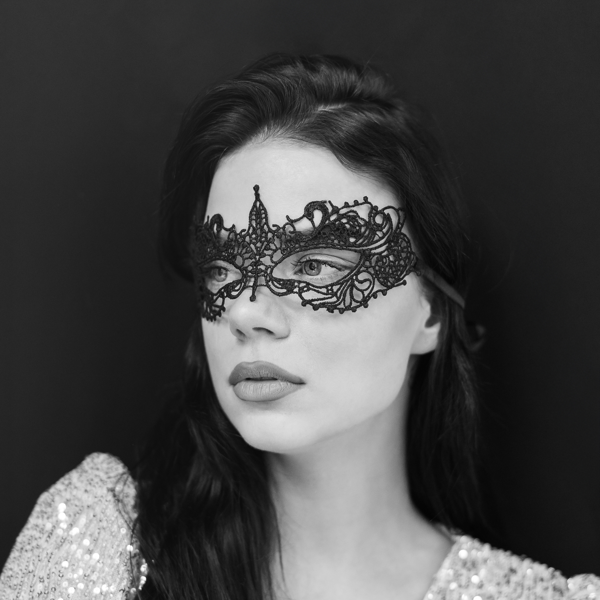 Karnevalsmaske Spitze Schwarz Schmal