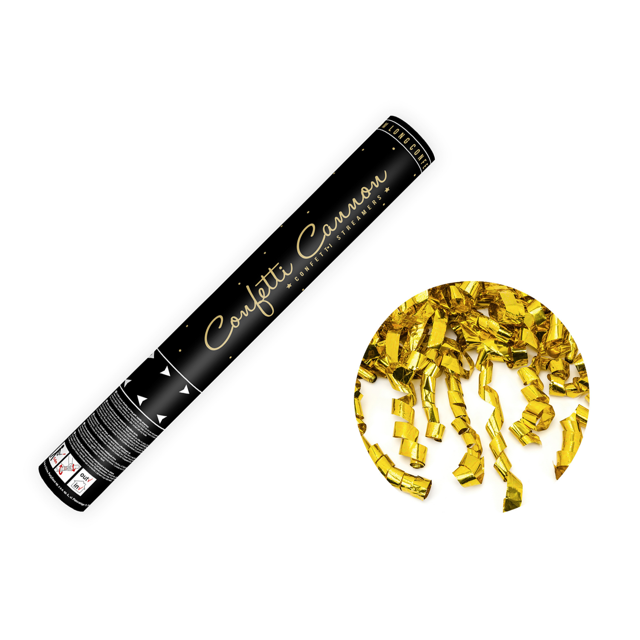 Konfettikanone Luftschlangen Gold -hey-Party.de- Konfettikanonen -#Variante_