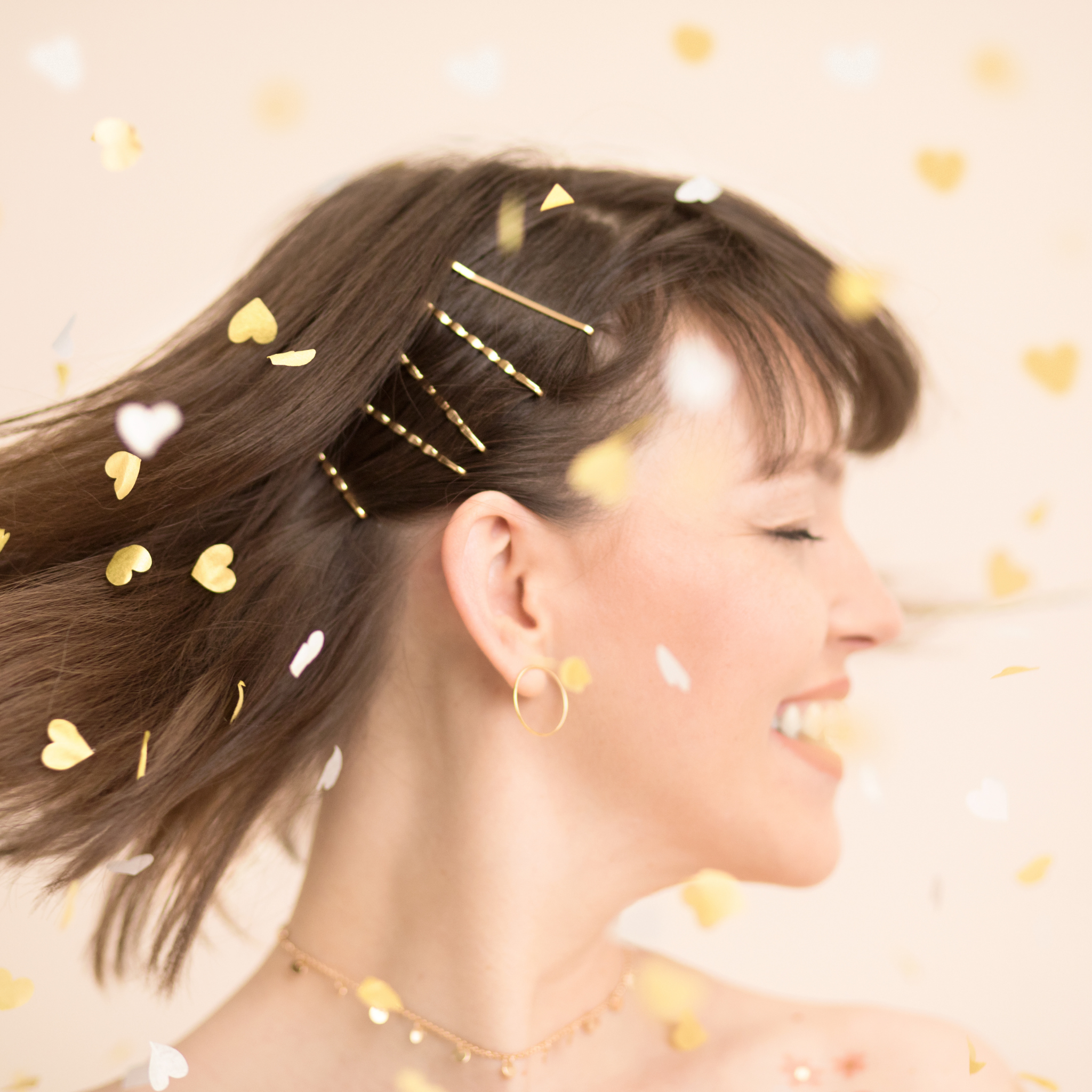 Mini- Konfettikanone Herzen Gold & Weiß -hey-Party.de- Konfettikanonen -#Variante_