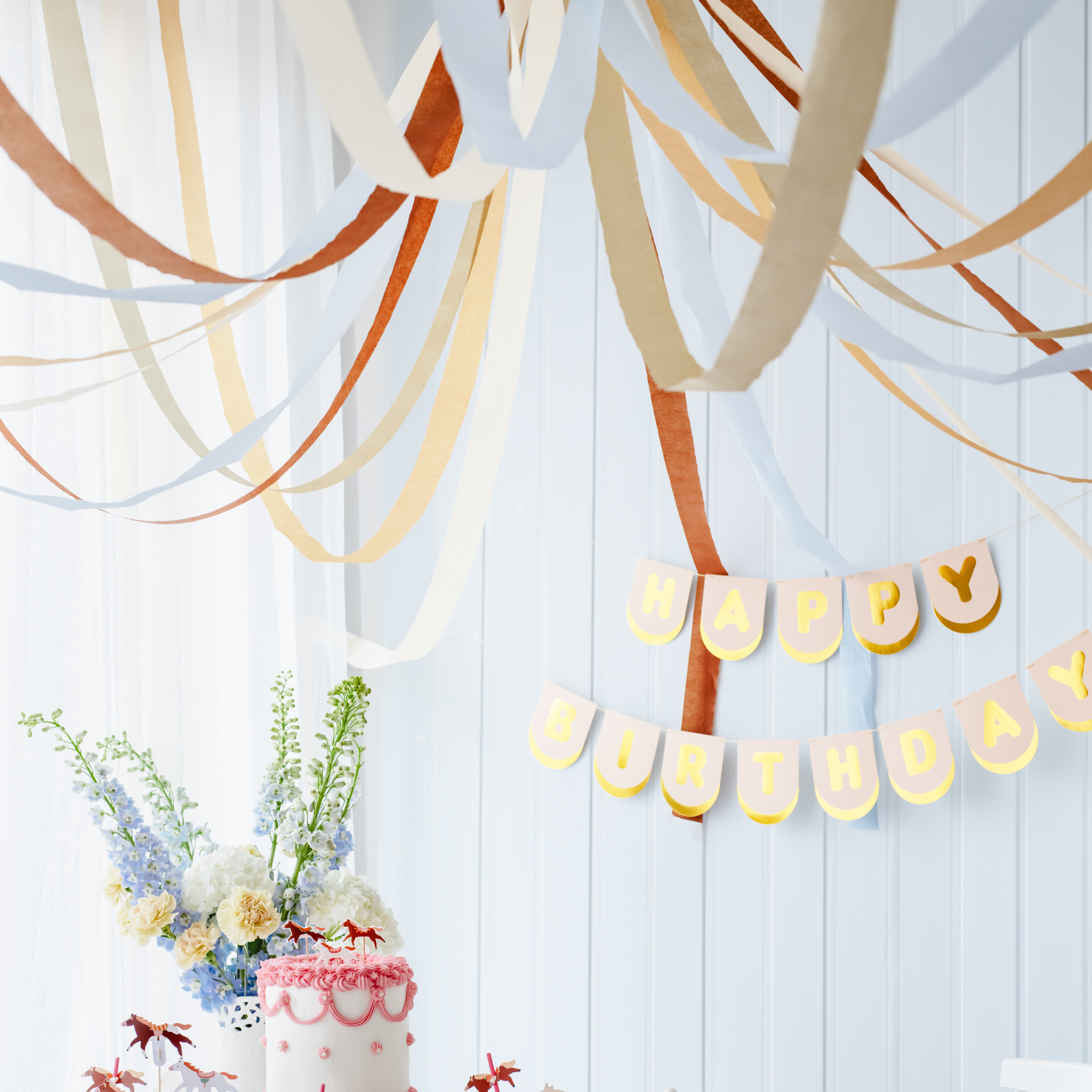 Kreppbänder Blau & Braun -hey-Party.de- Hängedekoration -#Variante_