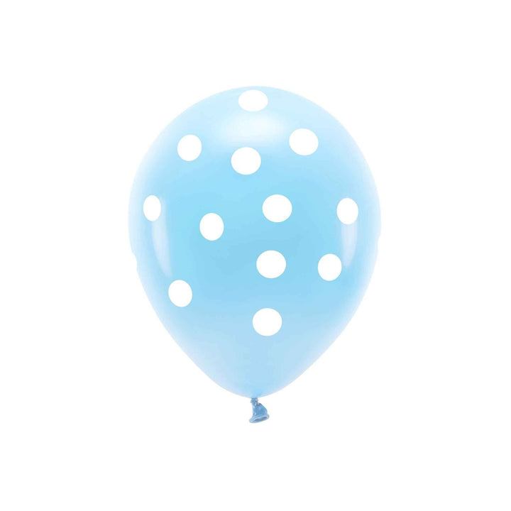 Latexballons (Eco) Hellblau mit Punkten, 6 Stück Hey Party