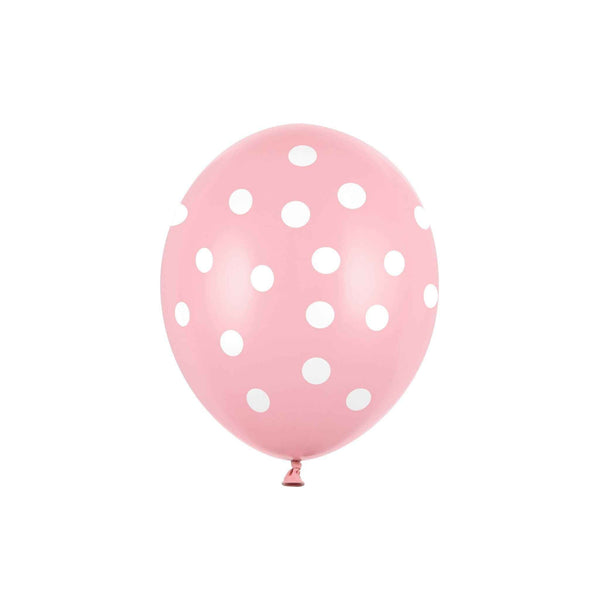 Latexballons (Eco) Rosa mit Punkten, 6 Stück Hey Party