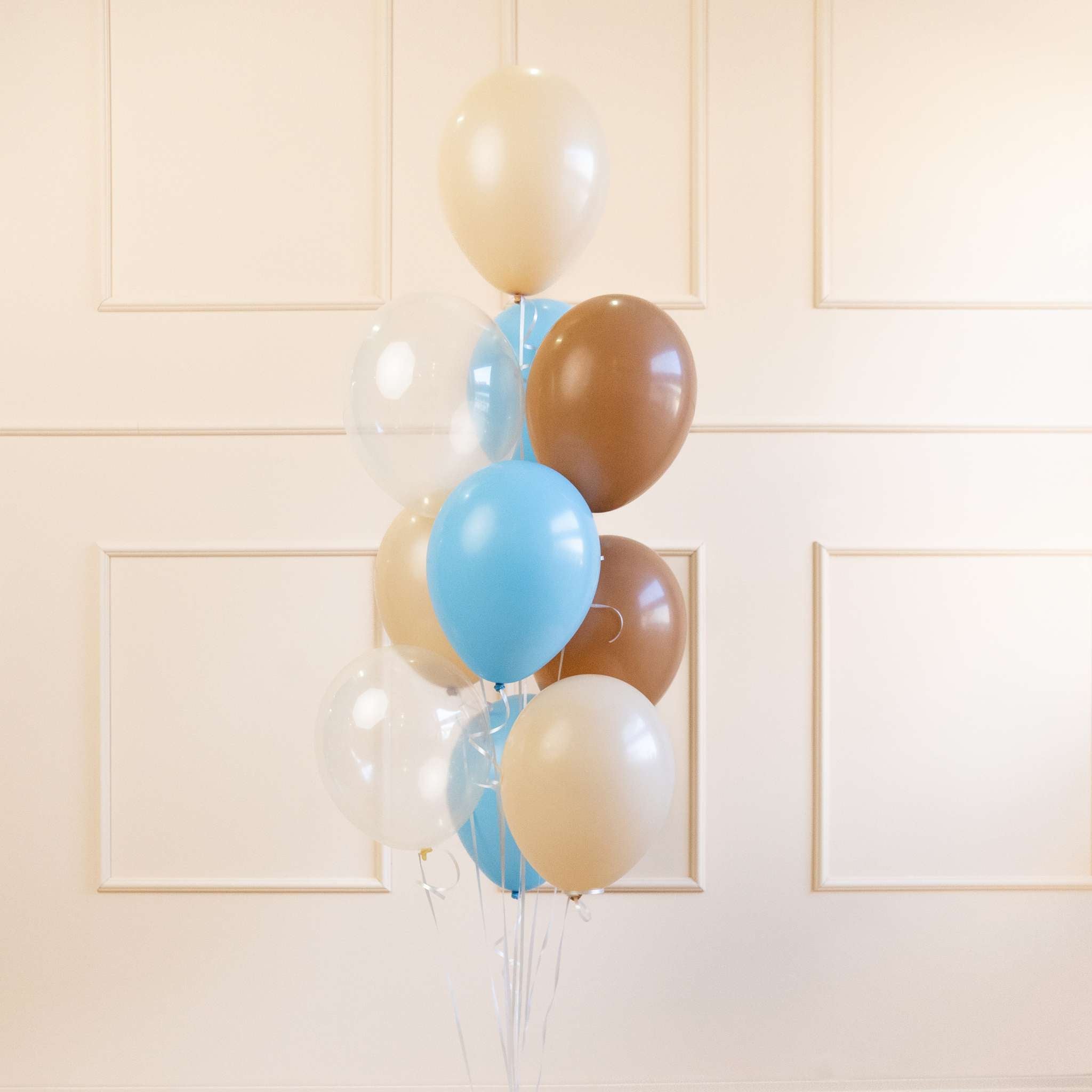 Luftballon-Set Blau-Beige-Braun-Weiß -hey-Party.de- Latexballons -#Variante_