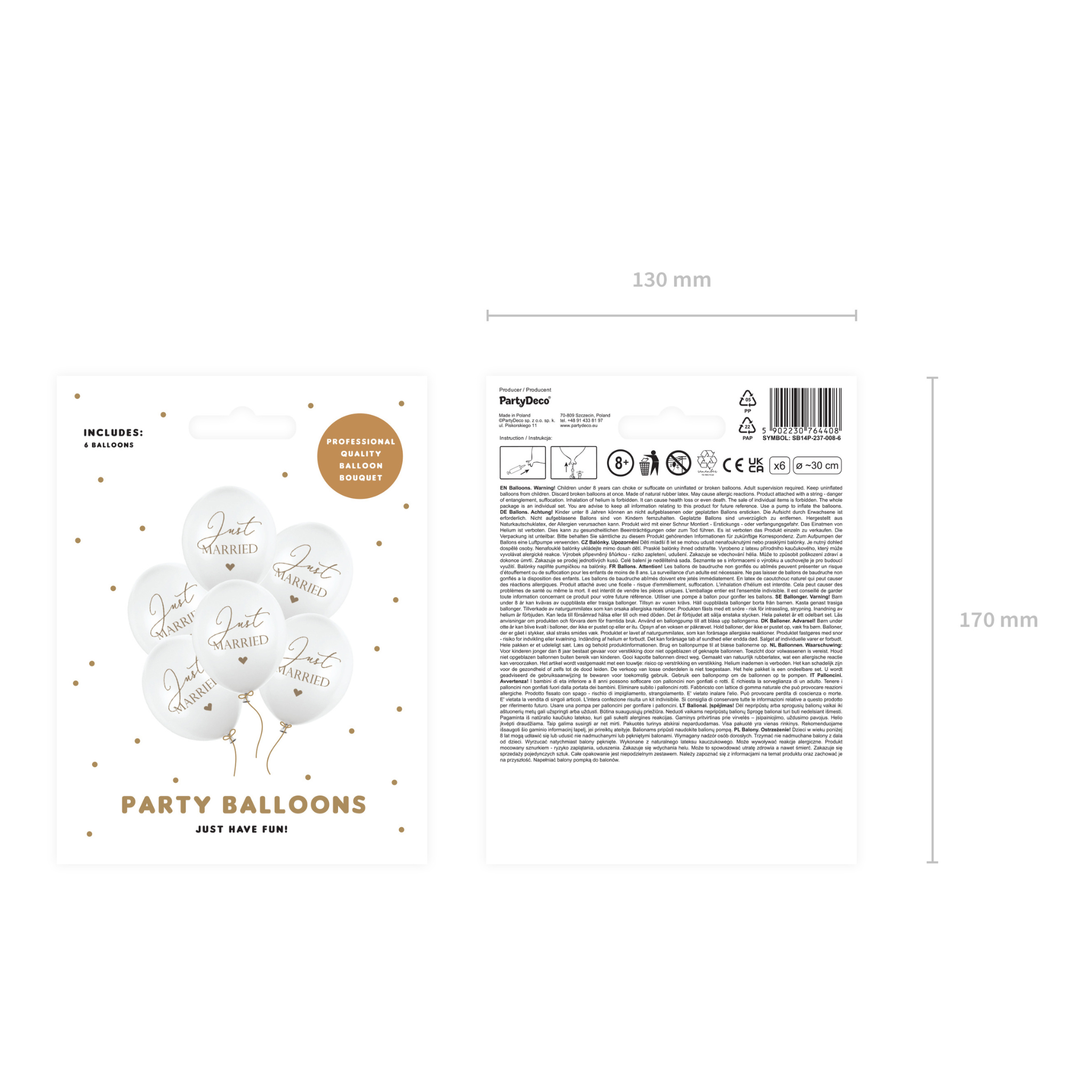 Luftballon-Set "Just married" Weiß -hey-Party.de- Latexballons -#Variante_