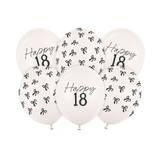 Luftballon-Set "Happy 18 " Schleifen Schwarz-Weiß -hey-Party.de- Latexballons -#Variante_