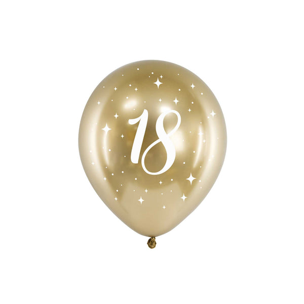 Luftballons "18" Glossy Gold Hey Party