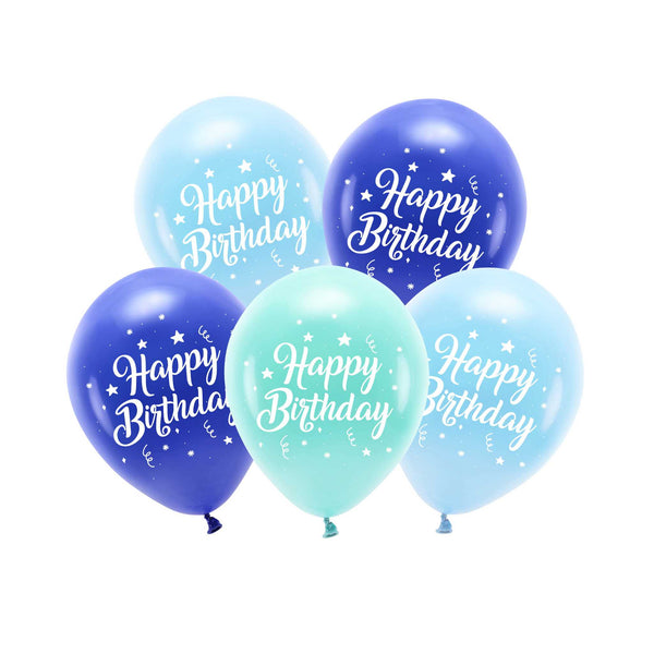Luftballons "Happy Birthday" Blautöne Hey Party