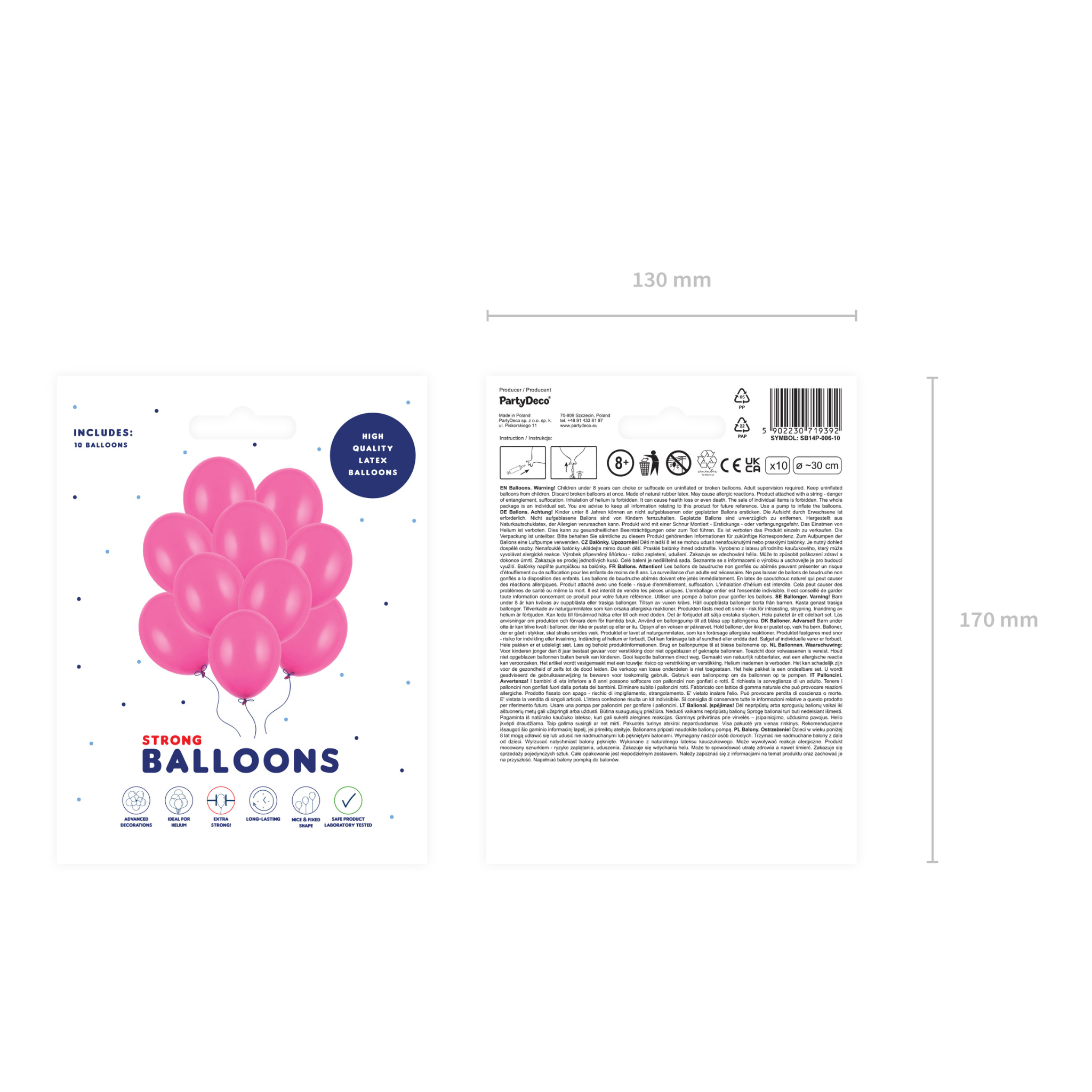 Luftballons Pink -hey-Party.de- Latexballons -#Variante_10 Stück