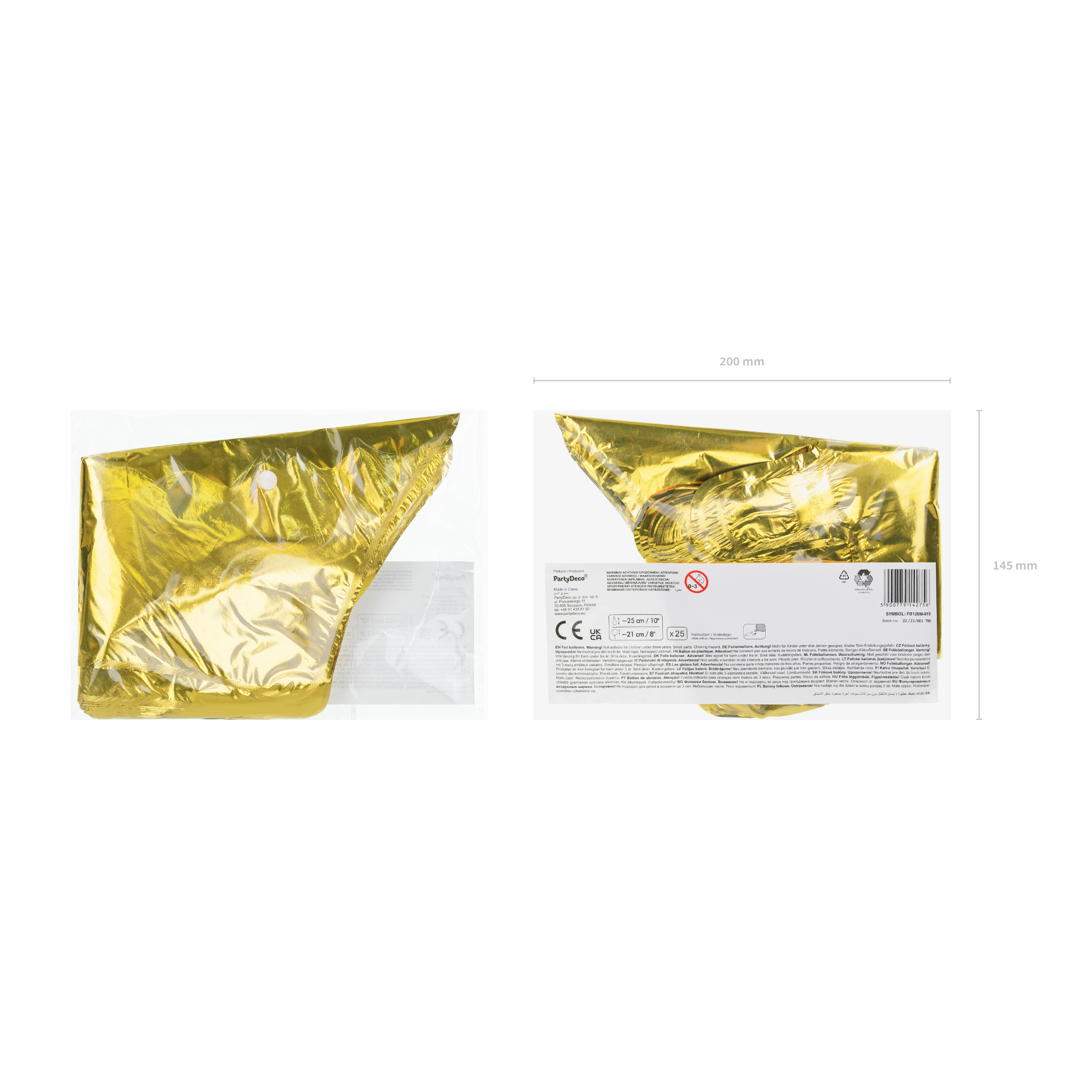Mini-Folienballon Stern Gold, ca. 12 oder 25 cm -#Variante_
