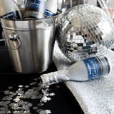 Mini-Konfettikanone Champagnerflasche Silber