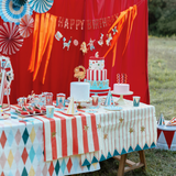 Papiertischdecke Zirkus Streifen Rot -hey-Party.de- Tischdecken -#Variante_