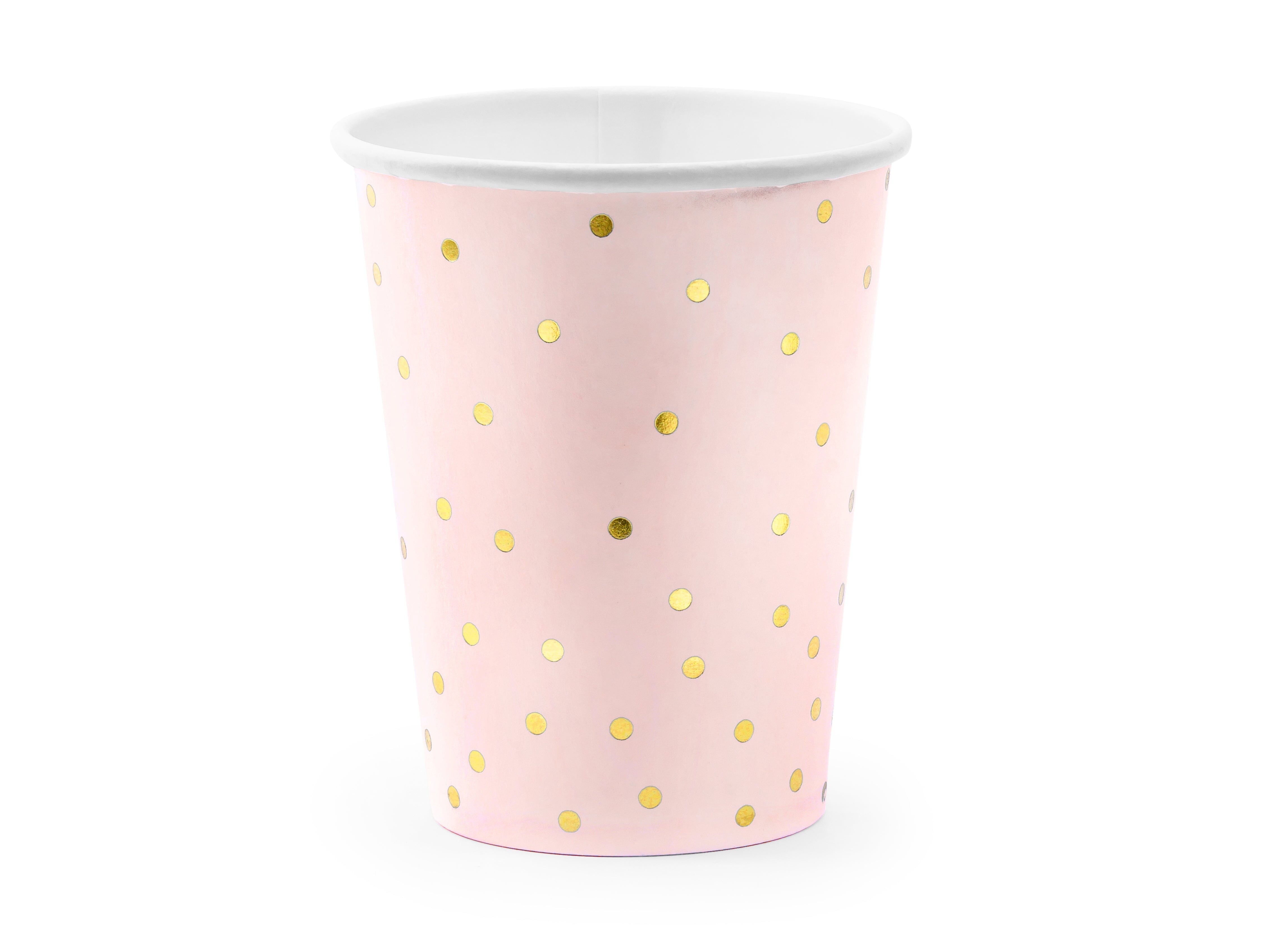 Pappbecher rosa mit goldenen Punkte -hey-Party.de- Pappbecher -#Variante_