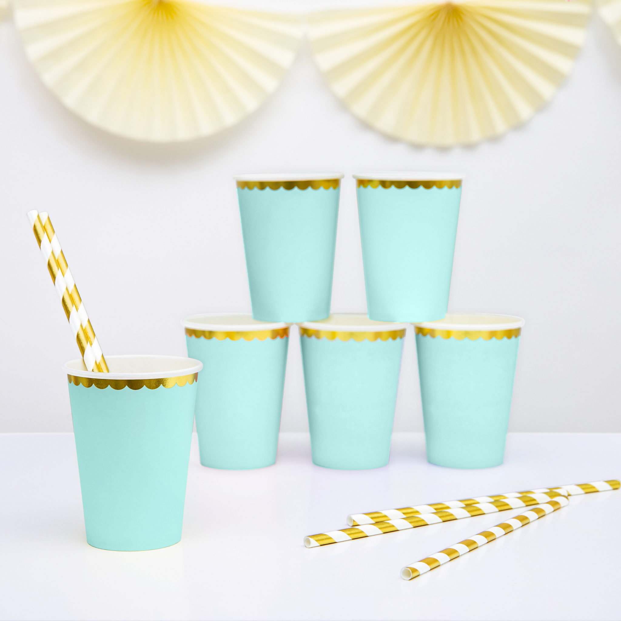 Pappbecher Mint mit Goldrand -hey-Party.de- Pappbecher -#Variante_