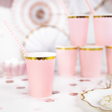 Pappbecher Rosa mit Goldrand -hey-Party.de- Pappbecher -#Variante_