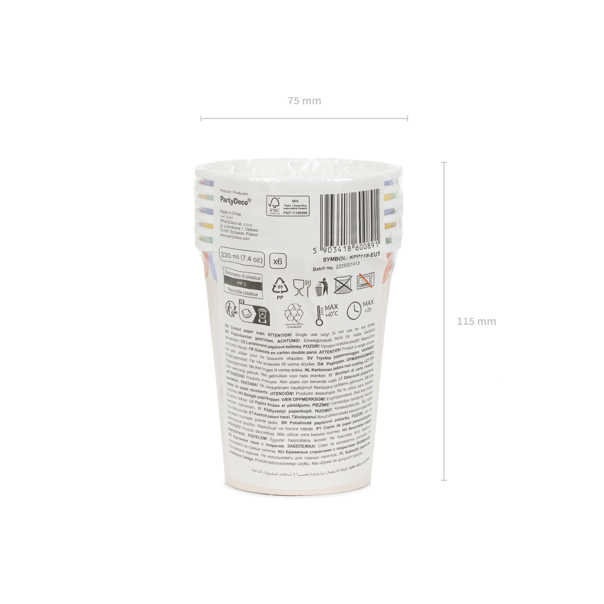 Pappbecher Konfetti Bunt, 220 ml