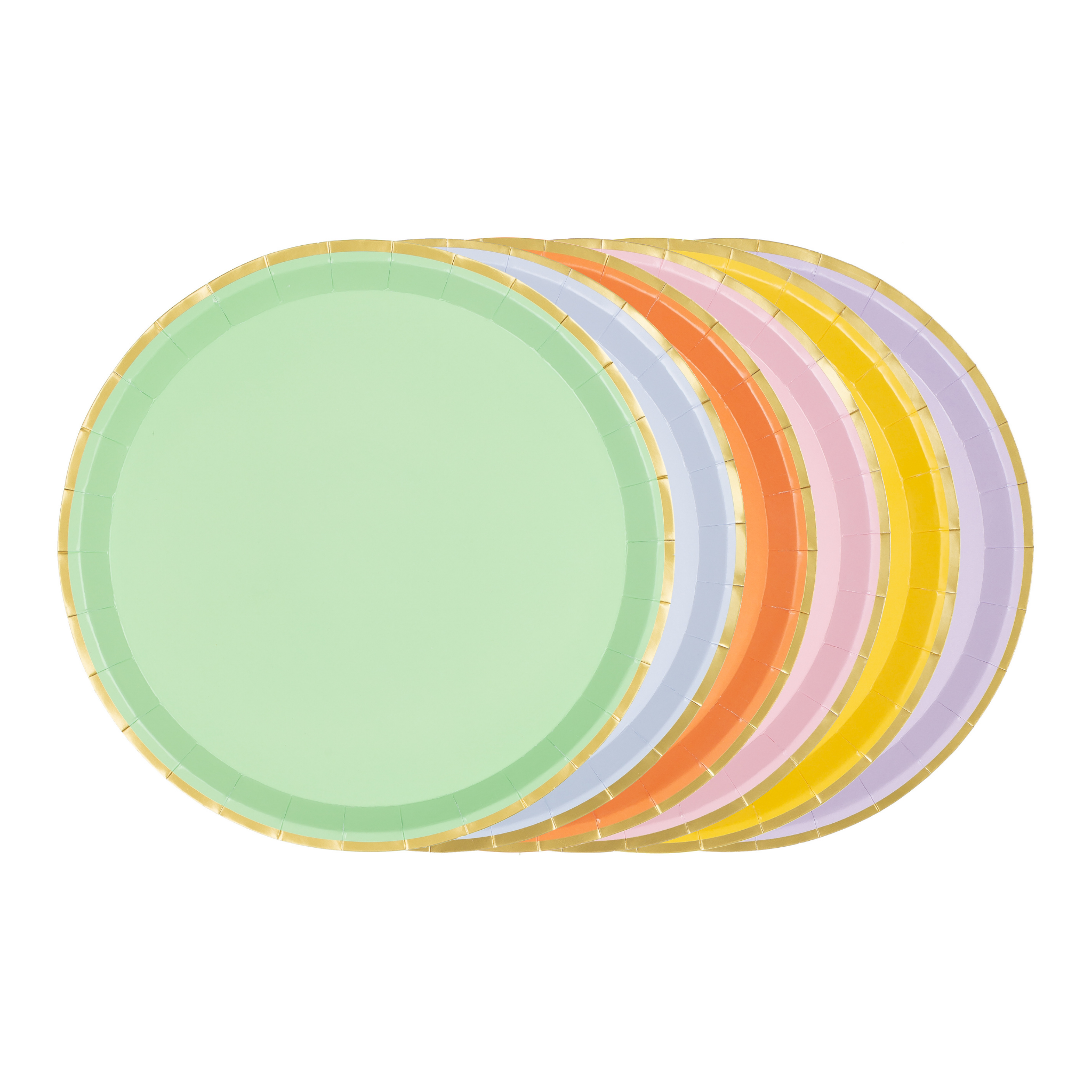 Pappteller Bunt Gemischt mit Goldrand -hey-Party.de- Pappteller -#Variante_
