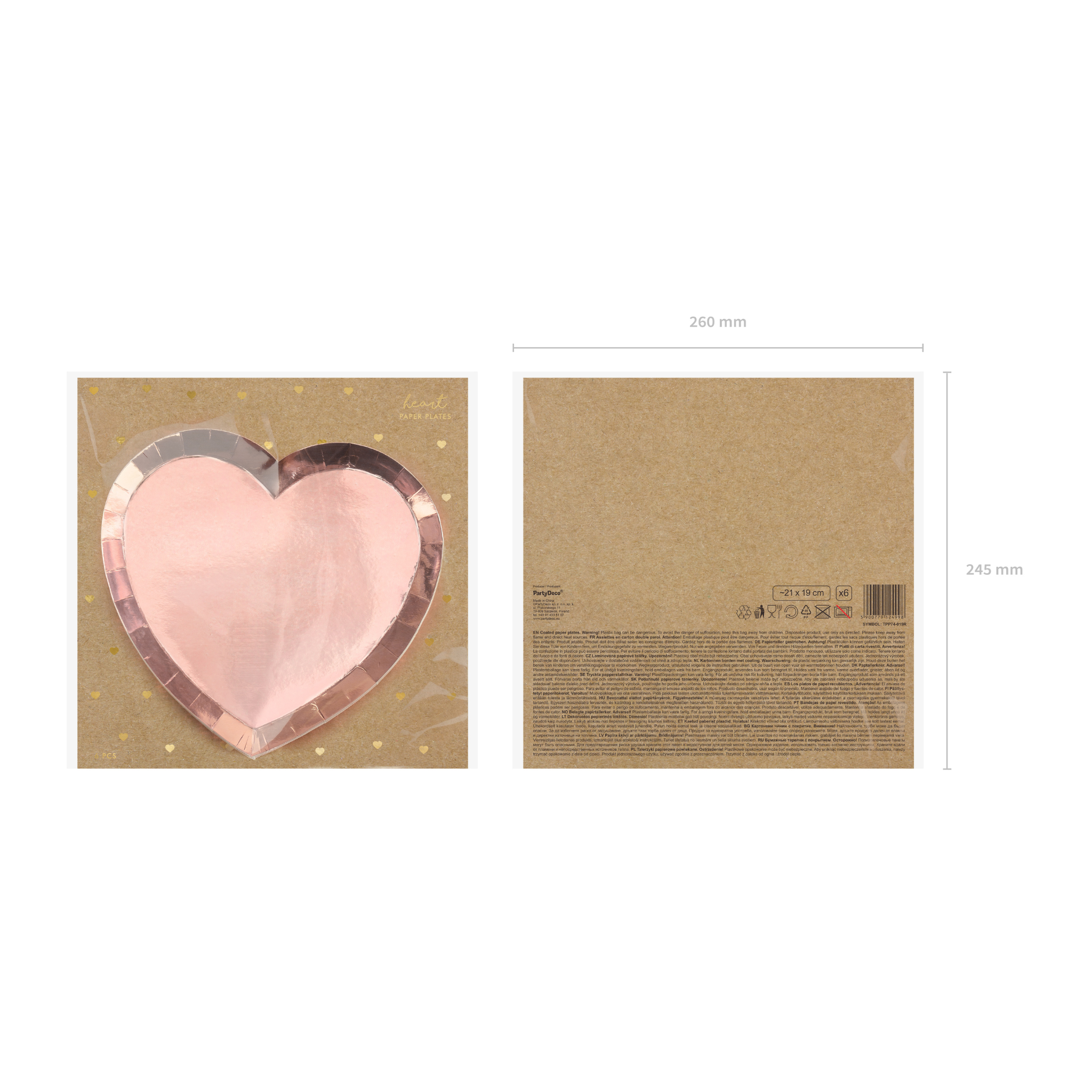 Pappteller Herz Roségold -hey-Party.de- Pappteller -#Variante_