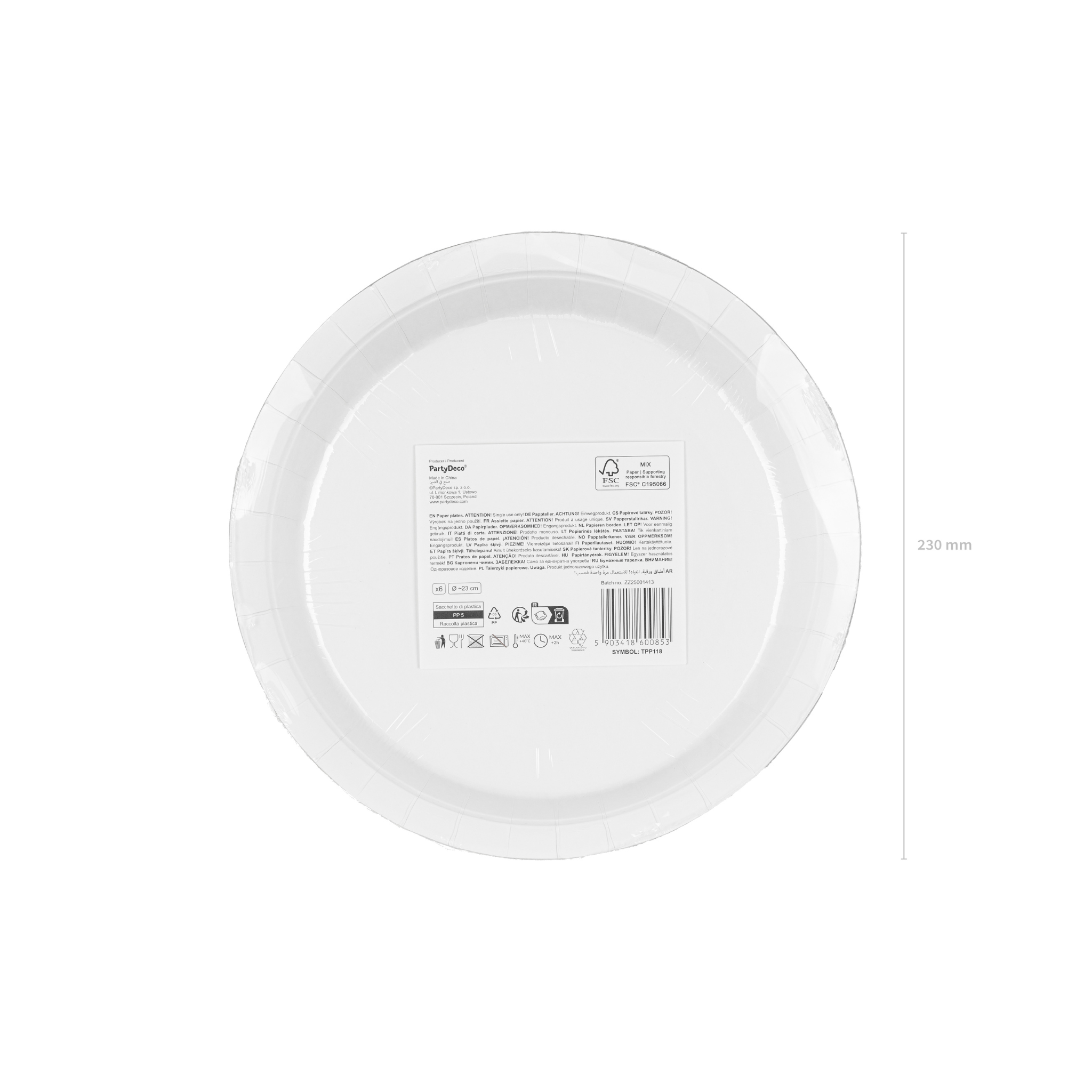 Pappteller Konfetti Bunt, 23 cm