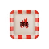 Pappteller Quadrat BBQ, Rot, ca. 26x26 cm