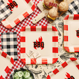 Pappteller Quadrat BBQ, Rot, ca. 26x26 cm