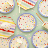 Pappteller Streifen Bunt -hey-Party.de- Pappteller -#Variante_