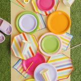 Pappteller Streifen Bunt -hey-Party.de- Pappteller -#Variante_